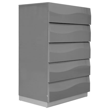 Best Master Furniture Leon 5 Drawer Bedroom Chest, Gray Leon 5 Drawer Chest